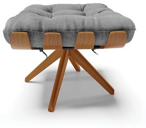 Kit 02 Puffs Giratório Costela Linho Grafite A26 Base Madeira - D'Rossi