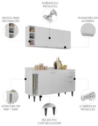 Armário de Cozinha CP12 e Tampo 118cm Pérola M24 Branco     - Mpozenat