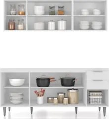 Armário de Cozinha CP10 Com Pia 180cm Pérola Z34 Branco     - Mpozenat