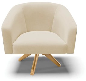 Poltrona Decorativa Giratória MA30 Stella Preto/Linho D03 - D'Rossi - Bege A27