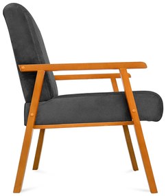 Kit 2 Poltronas Decorativas Alexa Braça de Madeira Linho Cinza - Sheep Estofados