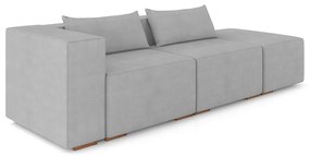 Sofá Versátil Sala de Estar Atlanta 338cm Modulado Veludo Cinza G52 - Gran Belo