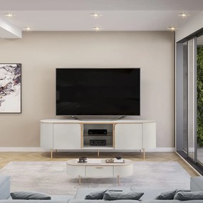 Bancada Decorativa TV 65" Deep 2 Portas Prateleira Vidro Bali G18 - Gran Belo