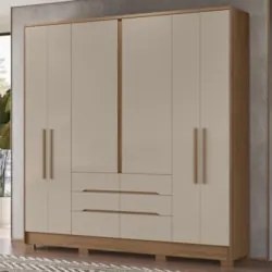 Guarda Roupa Casal 216cm 6 Portas Alabama Carvalho/Fendi Z17 - Mpozena