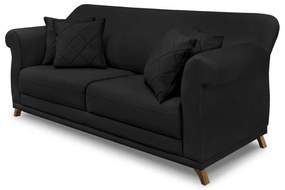 Sofá 2 Lugares Pé de Madeira Julieta 160 cm Suede S04 - D'Rossi - Preto