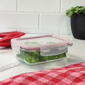 Pote Hermético de Vidro Retangular 640 ml Vermelho