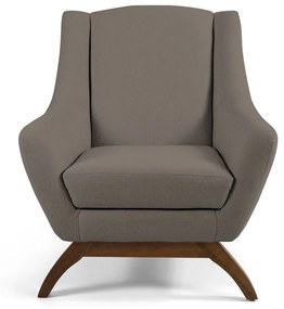 Kit 02 Poltronas Decorativas Sala de Estar Base de Madeira Naomi Veludo Bege G15 - Gran Belo