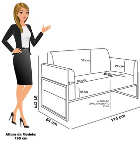 Sofá Namoradeira com Poltrona Base Industrial Alta Dourado Marisa Veludo - Rose