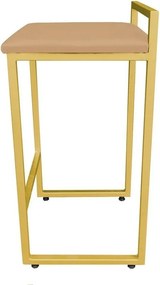 Conjunto 02 Banquetas Pietra Suede Base Dourado D03 - D'Rossi - Caramelo sisal