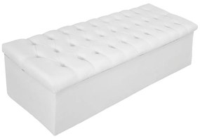Recamier Baú Estofada Mel 160 cm Queen Size Com Capitonê Suede Branco - ADJ Decor