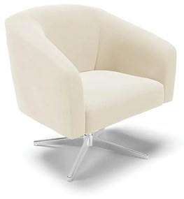 Poltrona Decorativa Giratória Cromada Stella Veludo D03 - D'Rossi - Bege