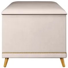 Calçadeira Baú Solteiro 90cm com Tachas Imperial J02 Veludo Bege - Mpo