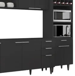 Armário de Cozinha CP02 Para Pia 180cm Pérola Z34 Preto     - Mpozenat