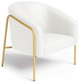 Poltrona Sala Industrial Alta Dourado Stella Sintético PU D03 - D'Rossi - Branco