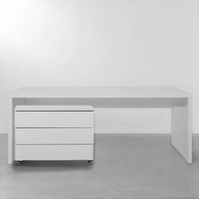 Conjunto Bancada Contemporânea Branco - 2,06m + Módulo Contemporâneo 3 gavetas Branco - 85cm