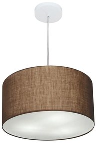 Lustre Pendente Cilíndrico Md-4099 Cúpula em Tecido 40x25cm Café - Bivolt