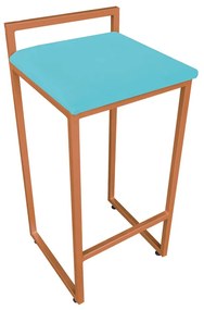 Conjunto 02 Banquetas Pietra Suede Base Cobre - Azul Turquesa