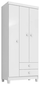 Guarda Roupa Infantil Baby Kids 3 Portas 2 Gavetas Branco Flex - Incorplac - Branco