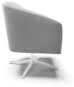 Poltrona Decorativa Giratória Cromada Stella Suede D03 - D'Rossi - Cinza