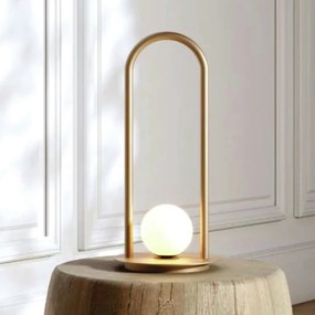 Abajur Graça 19X41X19Cm 01Xg9 Globo 12Cm - Usina 90045/1 (CP-M / DR-P - Champanhe Metálico / Dourado Brilho Polido, Ambar)