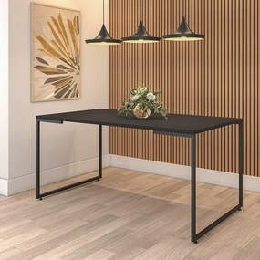 Mesa Sala de Jantar Industrial Porto 160cm Preto - D'Rossi