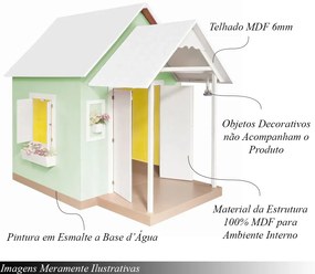 Casinha de Brinquedo Artesanal MDF com Telhado Branco/Verde L12 - Gran Belo