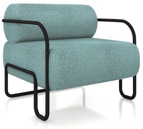 Poltrona Decorativa Sala de Estar Polatsk Base Industrial de Ferro Bouclê Azul G33 - Gran Belo