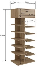 Sapateira com 1 Gaveta e 10 prateleiras 12 pares Oak