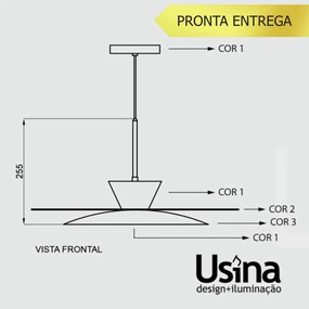 Pendente Tule Ø50X25,5Cm 1Xmr16 - Usina 25122/50 (BT - Branco Texturizado, Igual a Cor 1)
