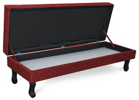 Puff Baú Decorativo Capitonê Luis XV 100x40cm Suede Vermelho - Sheep Estofados - Vermelho
