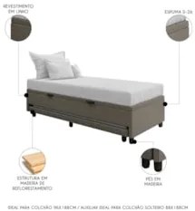 Bicama Box Baú Solteirão 96x203cm Samy S05 Linho Marrom - Mpozenato