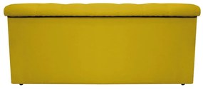 Recamier Baú Estofada Mel 90 cm Solteiro Com Capitonê  Suede Amarelo - ADJ Decor