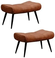 Kit 2 Puffs Decorativos Para Sala de Estar Pés Palito Lord Sintético N