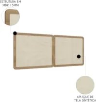 Cabeceira Casal e Queen Com 2 Mesas Laterais Arlo A10 Hanover/Dourado