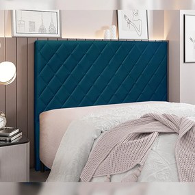 Cabeceira Decorativa 1,40M Baelon Veludo Azul Marinho G63 - Gran Belo
