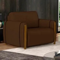 Poltrona Decorativa para Sala de Estar 98cm Amaranto Z32 Veludo Marrom