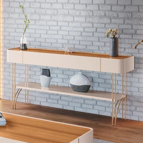 Aparador Decorativo Vivant MDP/MDF Pés de Aço Off White/Cinamomo G26 - HB Móveis