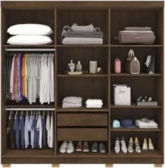 Guarda Roupa Casal 218cm 6 Portas Elegance Imbuia Rústico   - Vila Ric