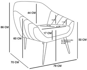 Kit 02 Poltronas Giovana Veludo Pés Palito Castanho D03 - D'Rossi - Rose