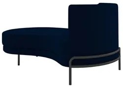 Chaise Longue Divã 164cm Braço Direito Logus D06 Veludo Azul - Mpozena