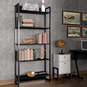 Estante Porto 80cm Com 5 Prateleiras Preto D'Rossi