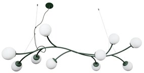 Pendente Zucca 65X142Cm 10Xg9 Cabo Aço Chumbador + Cabo Rayon / Globo... (BT - Branco Texturizado, FOSCO)