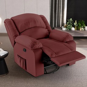 Poltrona do Papai Reclinável Sala de Cinema Madrid Glider Manual Giratória Massagem USB PU Vermelho G23
