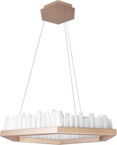 Pendente Led Cristal E Aluminio Dourado 70W 3000K Felsen