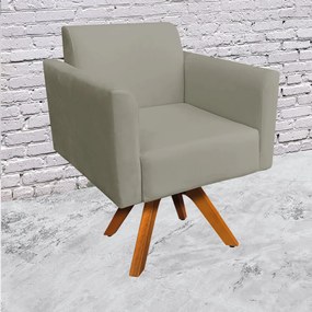 Poltrona Giratória Marisa Suede Base Madeira MM30 D03 - D'Rossi - Marrom Rato