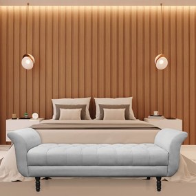 Recamier Olinda Suede 160 cm Pés Torneados Tabaco - D'Rossi - Cinza