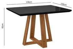 Mesa de Jantar Quadrada 136cm Gran Noa N04 Preto/Ipê - Mpozenato