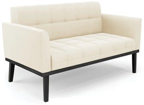 Poltrona Namoradeira Decorativa Karen Pés Fixo em Madeira Preto Veludo Bege G19 - Gran Belo