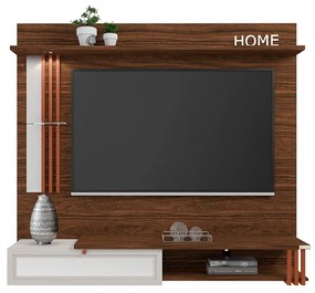 Painel de TV Home Suspenso Pérola 180cm Imbuia/Beige - Vizzato - Bege