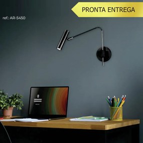 Arandela Haste Articulada Tubinho 12X40X32Cm Metal 01Xmr11 | Old Artis... (DOURADO FOSCO)